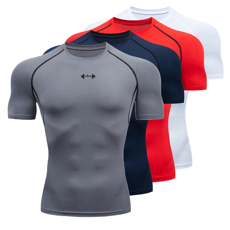 Mens Running Compression T-shirt Short Sleeve Sport Tees Gym Fitness Sweatshirt Male Jogging Tracksuit Homme Athletic Shirt Tops