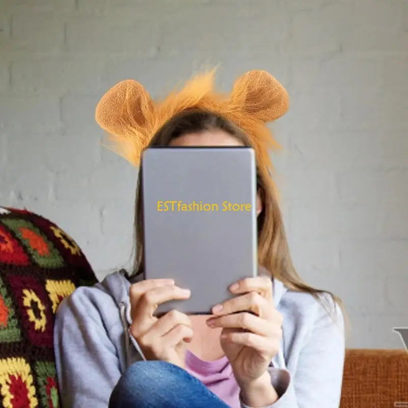 Y5GC Kids Animal Costume Lions Ears Headband Tail 2 pcs Set