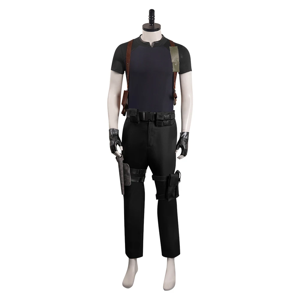 Leon Cosplay disfraz de fantasía peluca uniforme abrigo juego Resident 4 Remake camisa pantalones cinturón Staps traje de hombre ropa de fiesta de Halloween