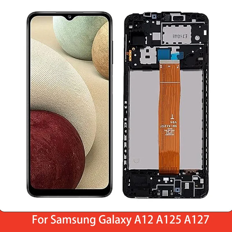 tft-液晶画面サムスンギャラクシー-a12-a125-a127-ディスプレイタッチスクリーンデジタイザアセンブリとフレーム交換部品
