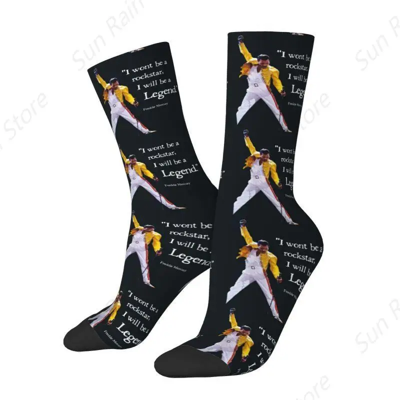 Rock Legend Freddie Mercury Men Women Crew Socks Unisex Fashion 3D Printed British Singer Dress Socks