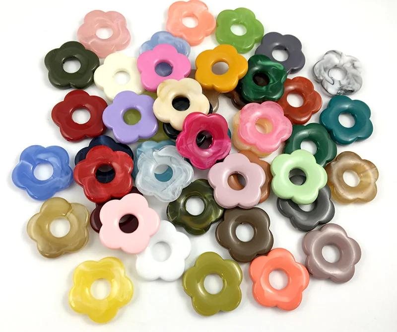 10Pcs Acrylic Hollow Flower Beads Resin Flower Charm Half hole DIY Jewelry Accessories For Earring Necklace Making Material