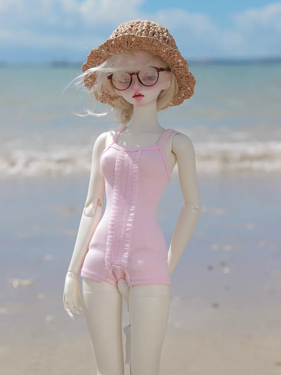 BJD 인형 옷 1/3 1/4 사이즈에 적합 새 여름 여성 해변 순수한 욕망 서스펜더 점프 슈트 수영복 핑크 그린