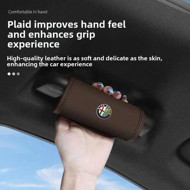 Car roof pull gloves soft leather handle protective cover For Alfa Romeo Giulia Giulietta MiTo Stelvio Tonale 4C 8C Volante