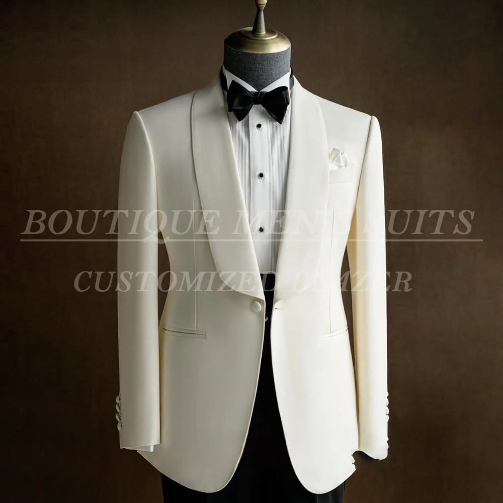 

Роскошные мужские костюмы на одной пуговице, официальная свадебная шаль с лацканами, приталенный пиджак, брюки, высококачественная мужская одежда, блейзер