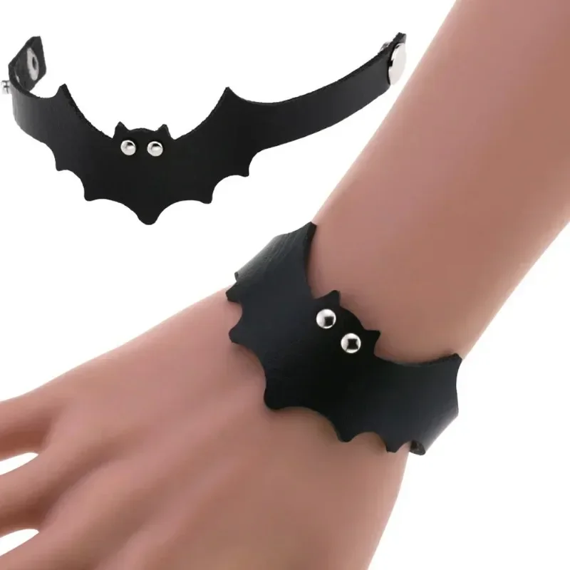 Punk Non-mainstream Sexy Creativity Personality Simple Bat Multicolored Leather Stainless steel Bracelet Wristband