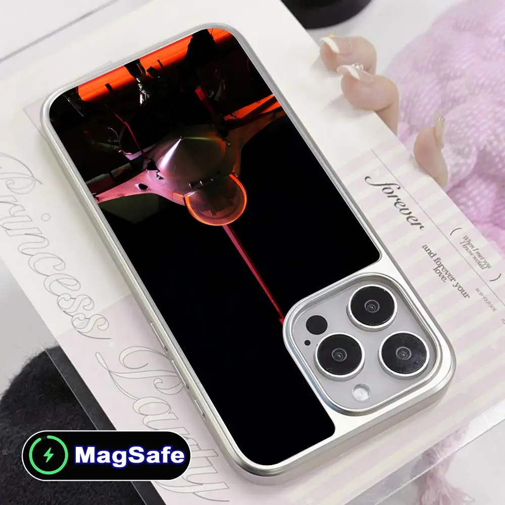 

Чехол для телефона F35 F22 Raptor Aircraft Lightning для iPhone 17, 16, 15, 14, 13, 12, 11 Air Pro Max Plus Magsafe с серебряным покрытием