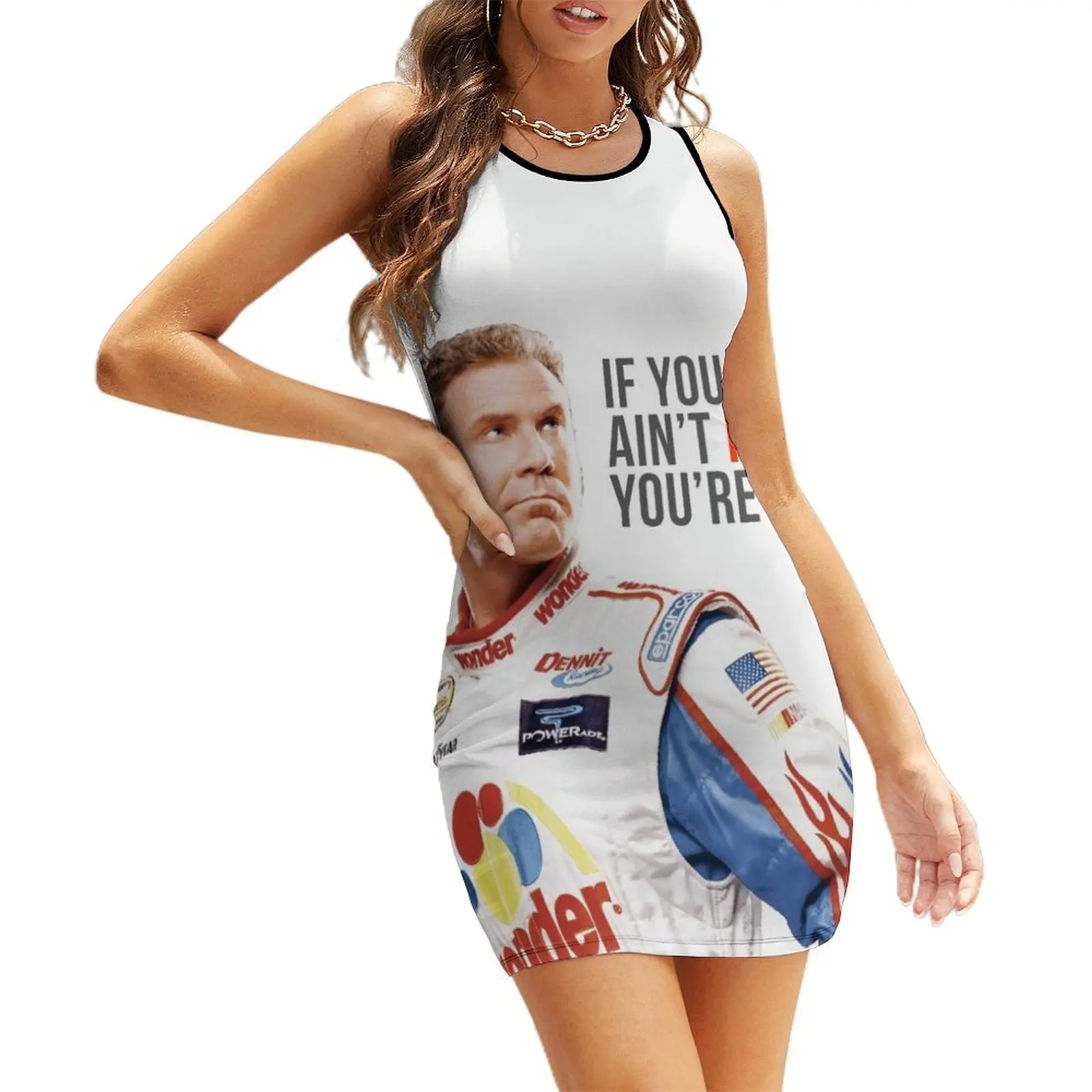 

Will Ferrell Talladega Nights Ricky Bobby If You Ain't First You're Last Sleeveless Sundress dresses summer woman 2025