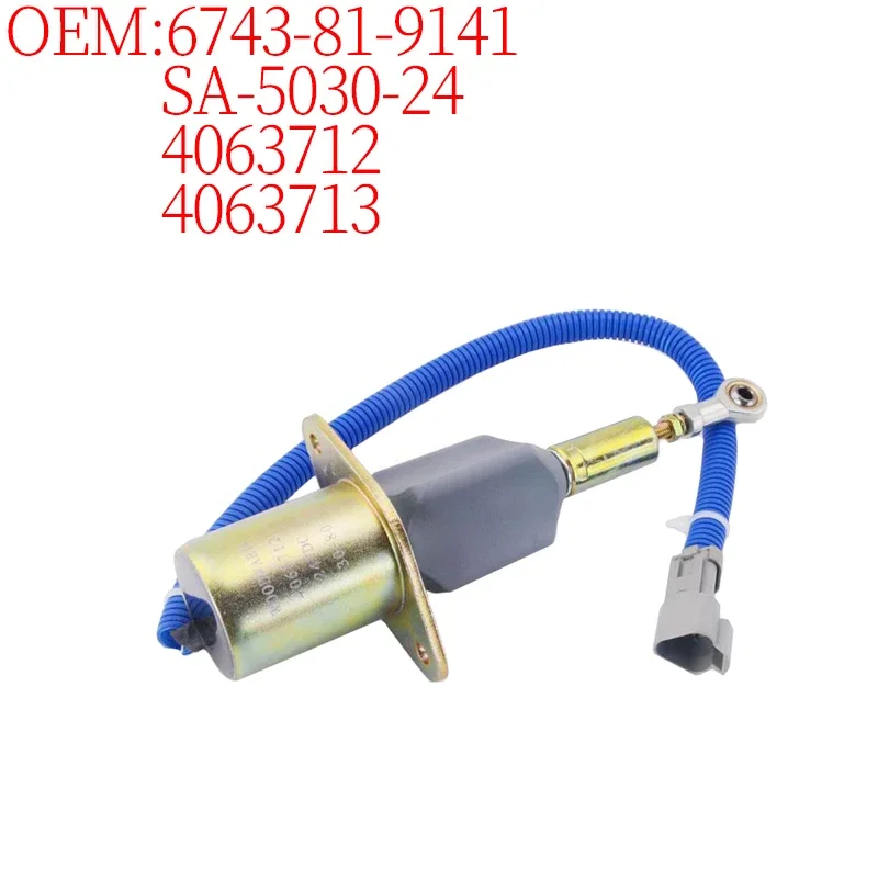 

Excavator Accessories 6743-81-9141 SA-5030-24 4063712 4063713 Flameout Solenoid Valve (24V) for Hyundai R265-7 Komatsu PC300-7