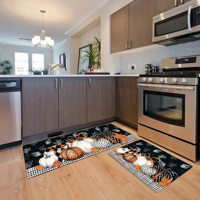 

Halloween Pumpkin Kitchen Floor Mats Home Decorations Absorbent and Oil Proof Foot Mat Home Entrance Decoration Door Mat Rugs