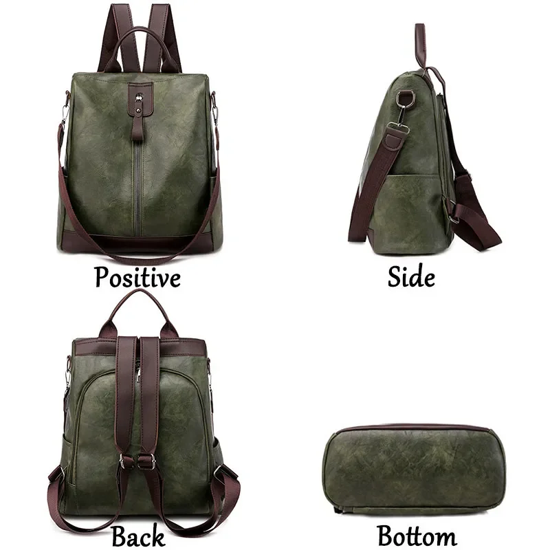 2024 New Large Capacity School Bags Mochila for Girls Multifunction Backpack Women PU Leather Backpack Fashion Female Bagpack