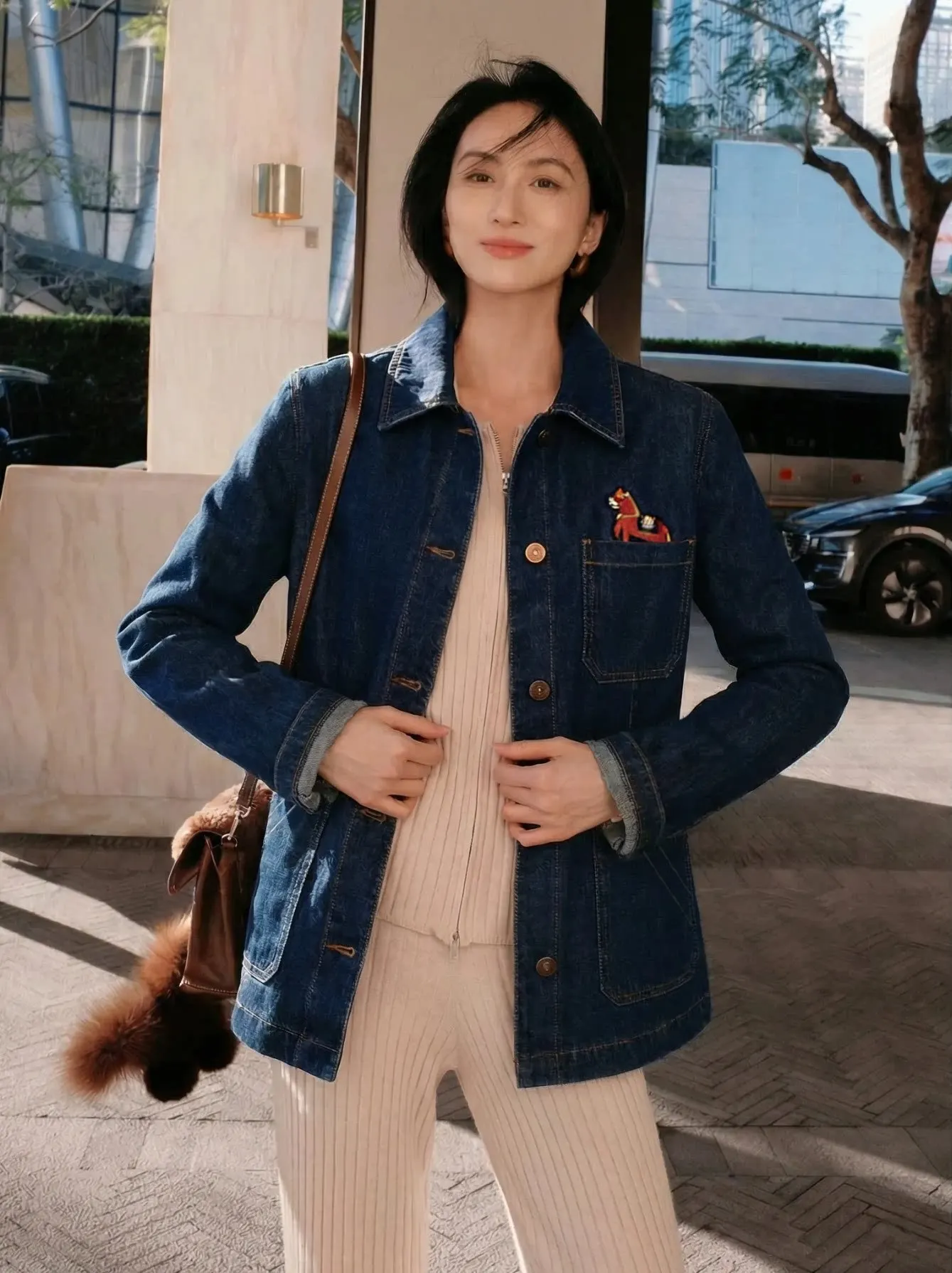 

Spring Youth Feel Narrow Audience Embroidered Wool Fleece Vest Denim Jacket CleanFit Long Sleeve Stand Collar WT0934