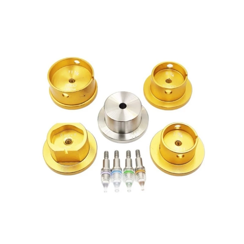 C4DF Watch Repair Tool 9 Piece Hand Setting Set with 4 Clear Acrylic Press Heads, 4 Support Holders and Metal Base for