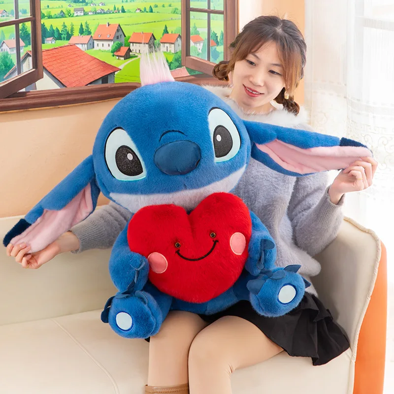 

Плюшевые куклы Disney Stitch, обнимающие сердце, 25/35 см, мягкие мультяшные куклы-обнимашки, кавайные подушки-обнимашки, подарки для пар на День святого Валентина
