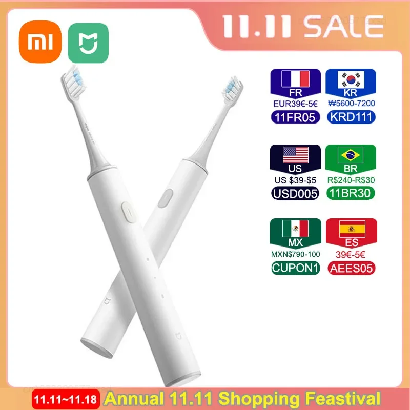 Xiaomi Mijia T300 Sonic Electric Toothbrushes,Long Battery Life ,IPX7 Waterproof Rechargeable Toothbrush Whitening Teeth,2 Mode