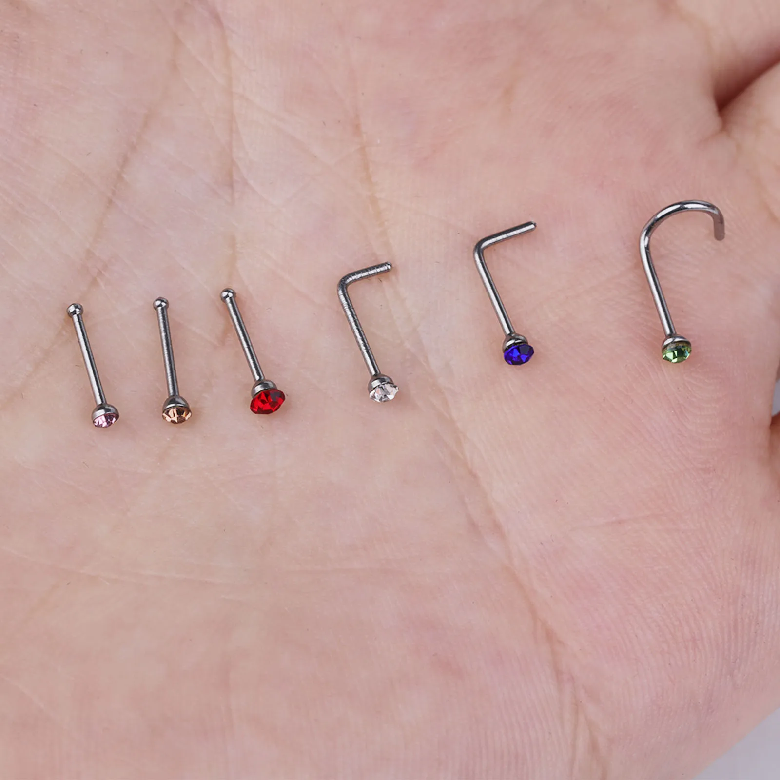 Hypoallergenic Nose Studs - Tiny Invisible Body Jewelry, Colorful Ear/Nose Piercing for Sensitive Skin