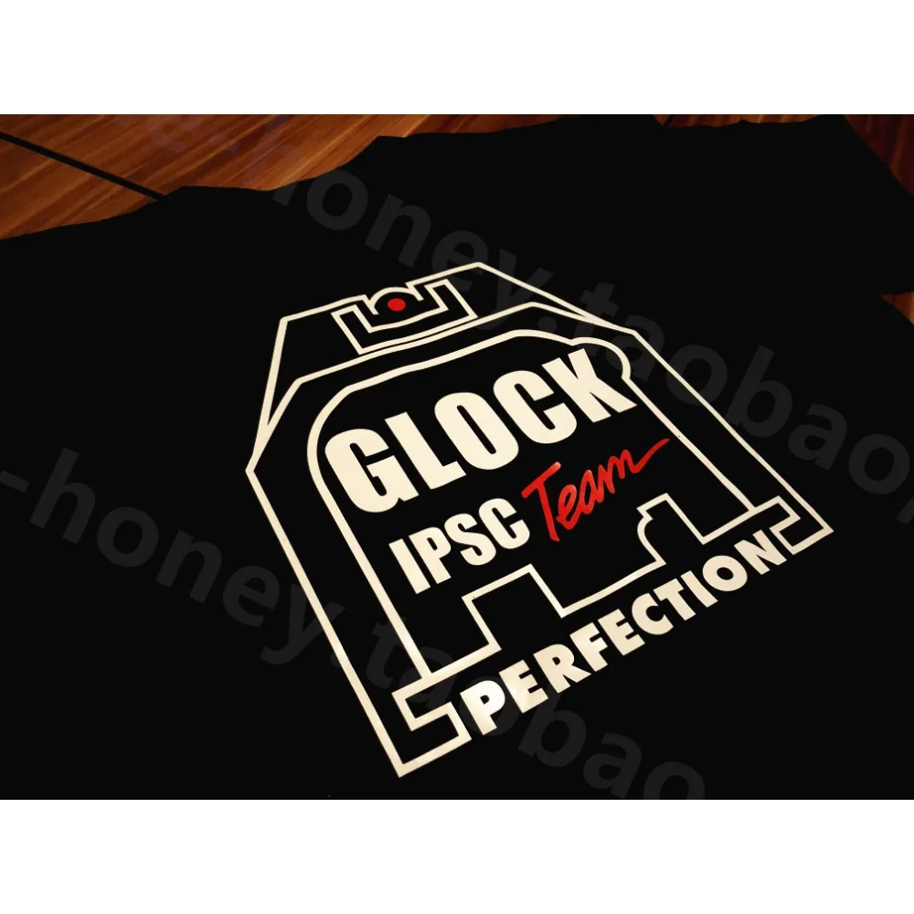 GLOCK IPSC Tactical Army Fan Club Outdoor Training Competition Short Sleeve T-shirt Crew Neck 100% Cotton Loose Tops Tee