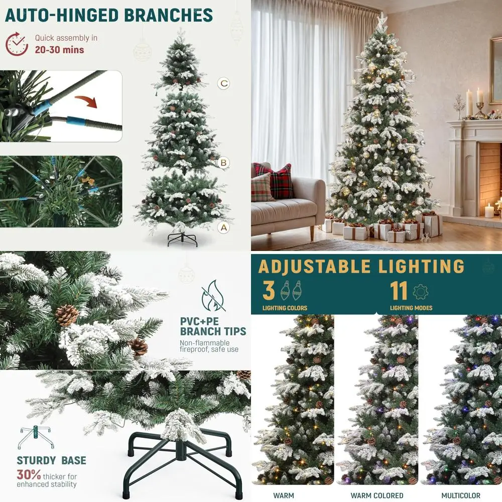 

Штуческая рождественская елка с дистанционным управлением, 6 футов, с 900 матовыми наконечниками, 29 шишками, 11 режимами освещения, 3 таймера