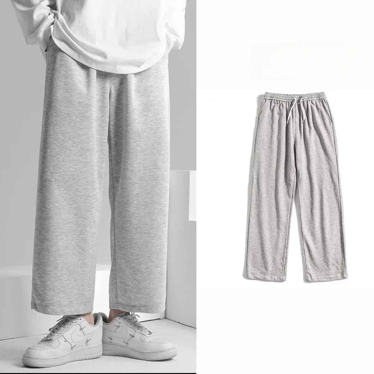 

Новый стиль, универсальные однотонные мужские спортивные брюки, модная повседневная свободная мужская одежда с прямыми штанинами для фитнеса и тренировок, уличная одежда