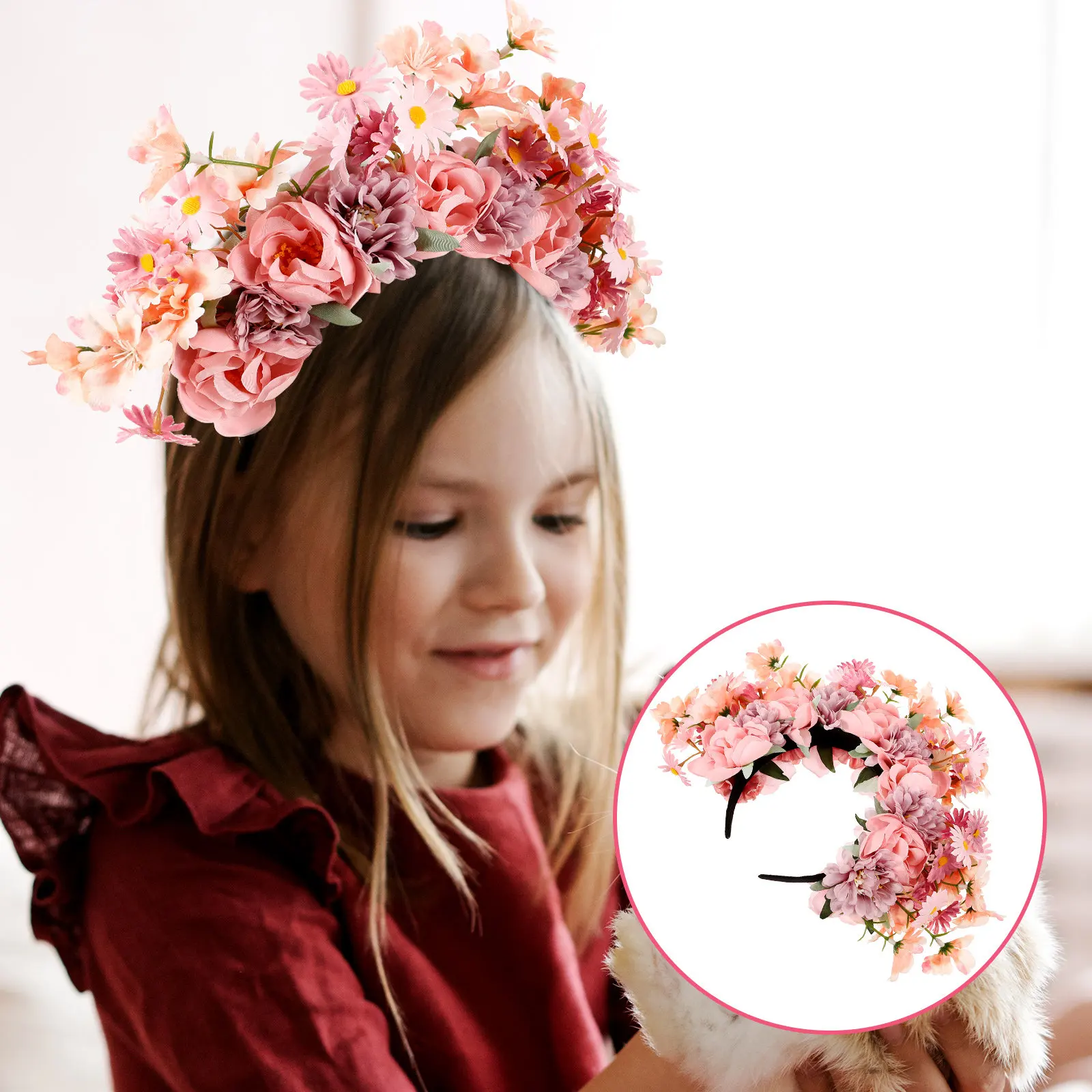 

Artificial Flower Hair Accessory Headpiece For Wedding Birthday Holiday Party Prom Flower Crown Decor