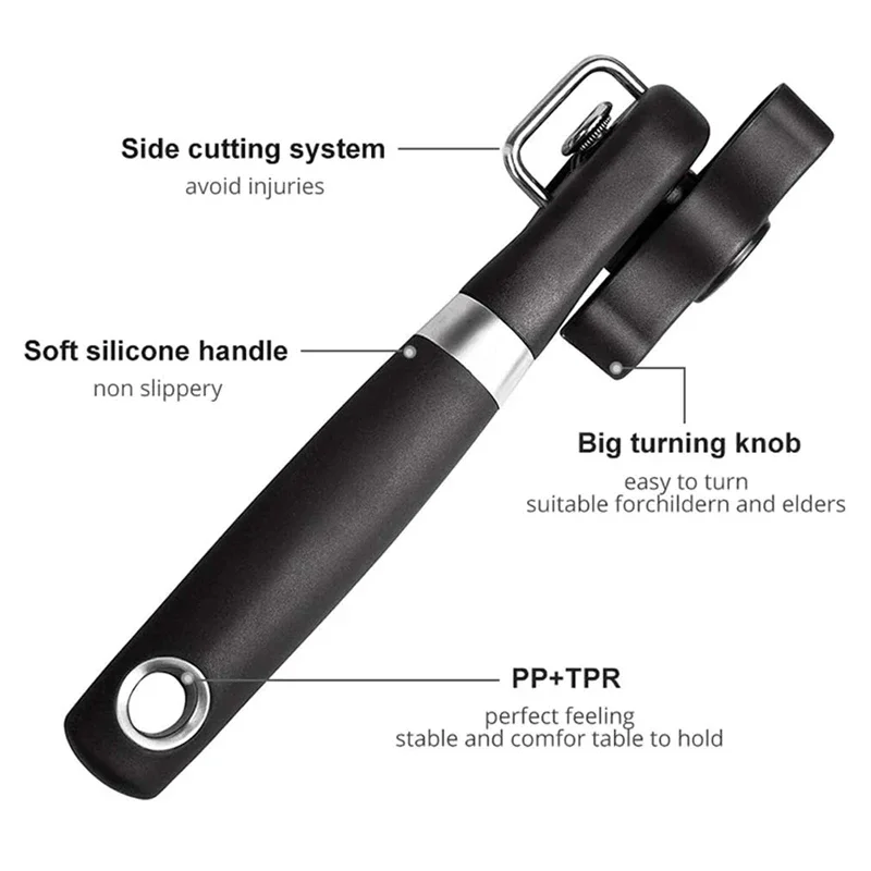 Stainless Steel Can Opener Professional Kitchen Tools Handheld Manual Can Opener Side Cut Jar Opener Kitchen Gadgets 2024 New