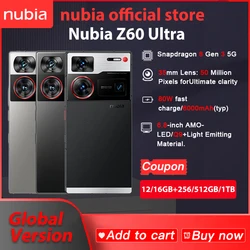 Nubia Z60 Ultra wersja globalna 6.8 '' 5G telefon Snapdragon 8Gen3 NFC 6000mAh 80W szybkie ładowanie bateria IP68 Model NX721J