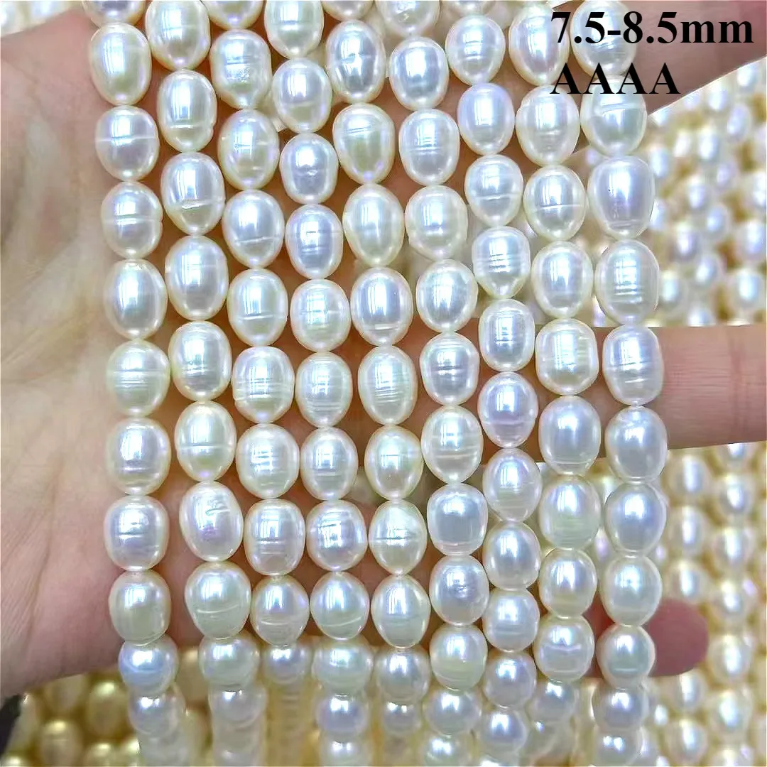 

4A Natural White Polished Freshwater Pearl Rice Loose Bead Jewelry Make DIY Necklace Bracelet Accessories 7.5-8.5mm