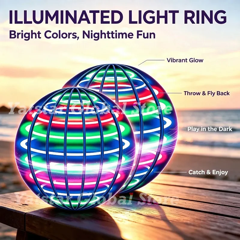 2in1 Magic Flying Spinner Ball LED Light UFO Floating Auto Spin Orb Hand Controlled Mini Drone Outdoor Toy Ball Sports Game Gift
