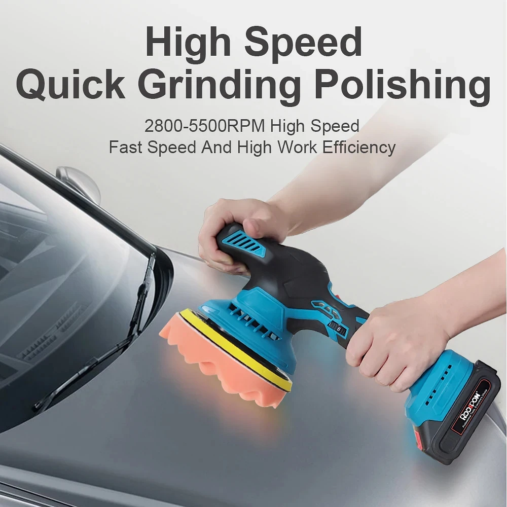

RDDSPON Cordless 21V Car Polisher 6 Gears Electric Polishing Auto Waxing Sanding Sealing Glaze Power Tool For Makita 18V Battery