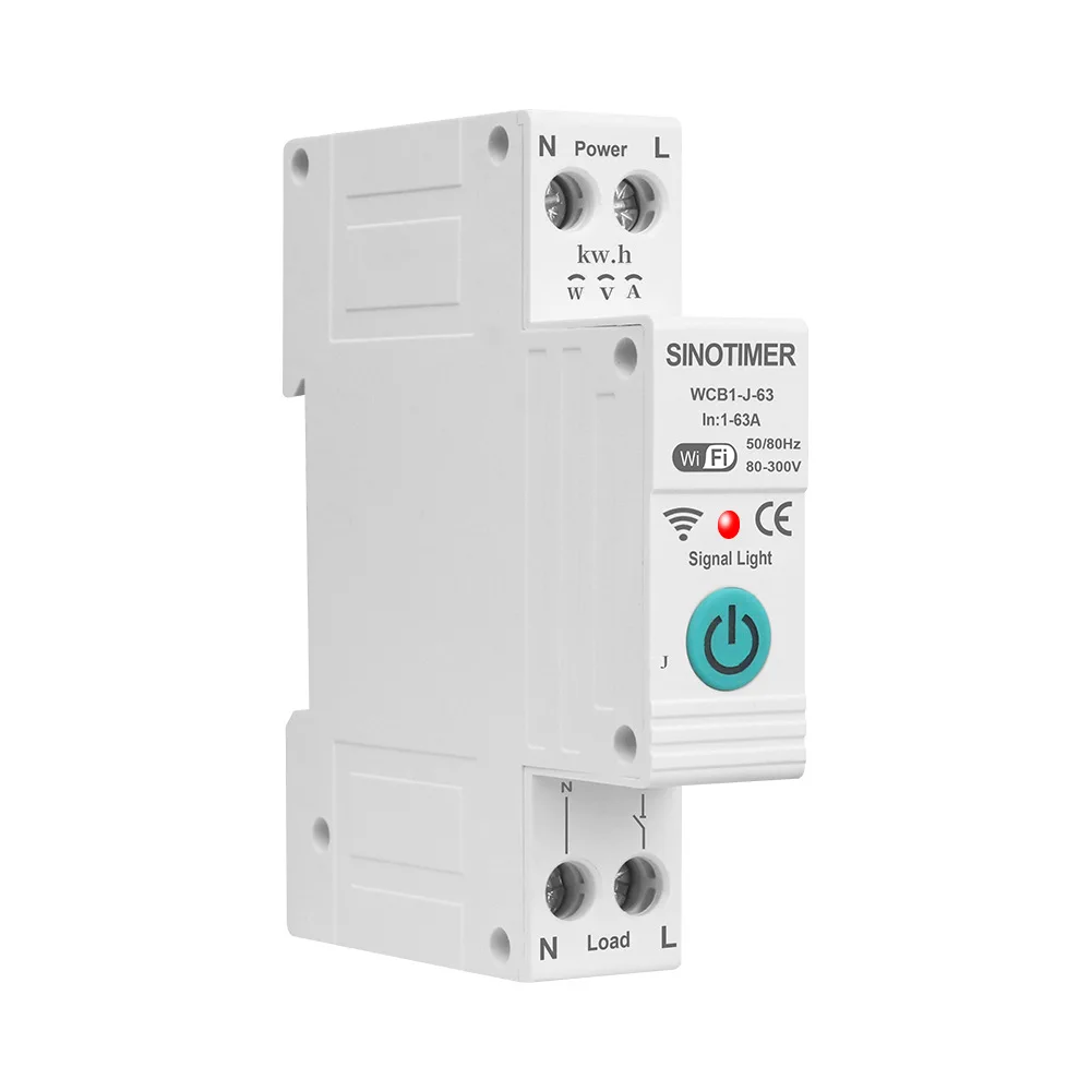 WiFi remote mobile phone control single-phase intelligent circuit breaker switch metering overcurrent protection timer 220V