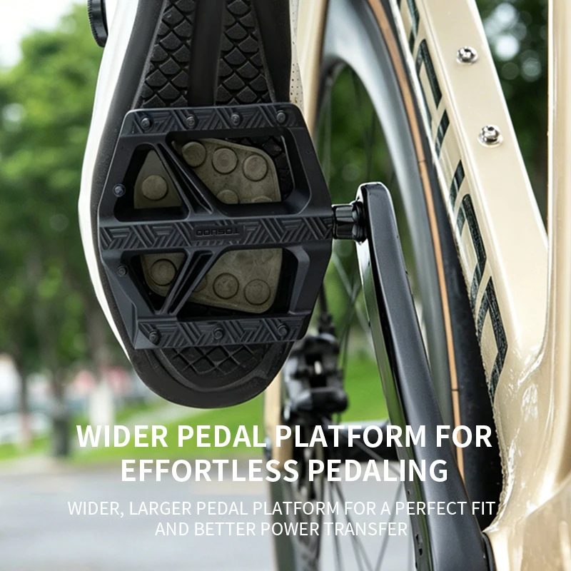 TOSUOD Bicycle Ultralight Nylon Pedal Anti-Slip DU Bearing Wide Platform Pedal With Reflective Sheet MTB Bike Accessories