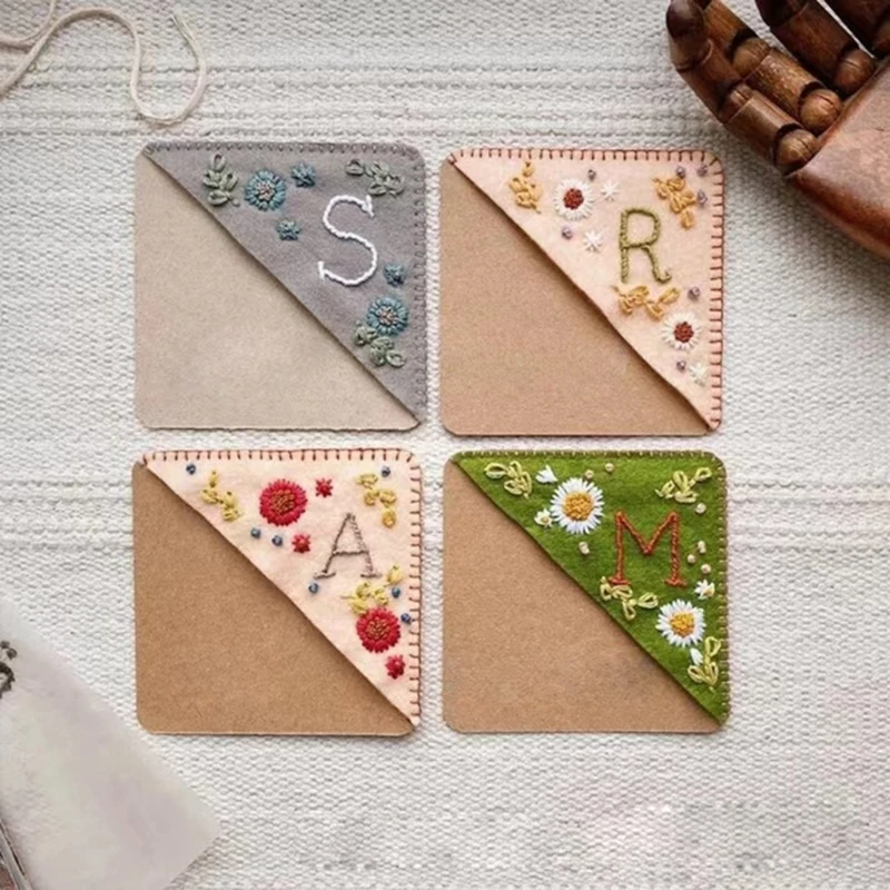 K1AA Felt  Embroidered  Coner Book Page Markers Corner Page Clip