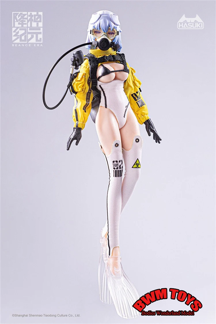 In Stock 1/12 Scale Collectible HASUKI SE002 Deep Sea Diving Girl Craken 6 inch Action Figure with Special Squid Shaped Backpack