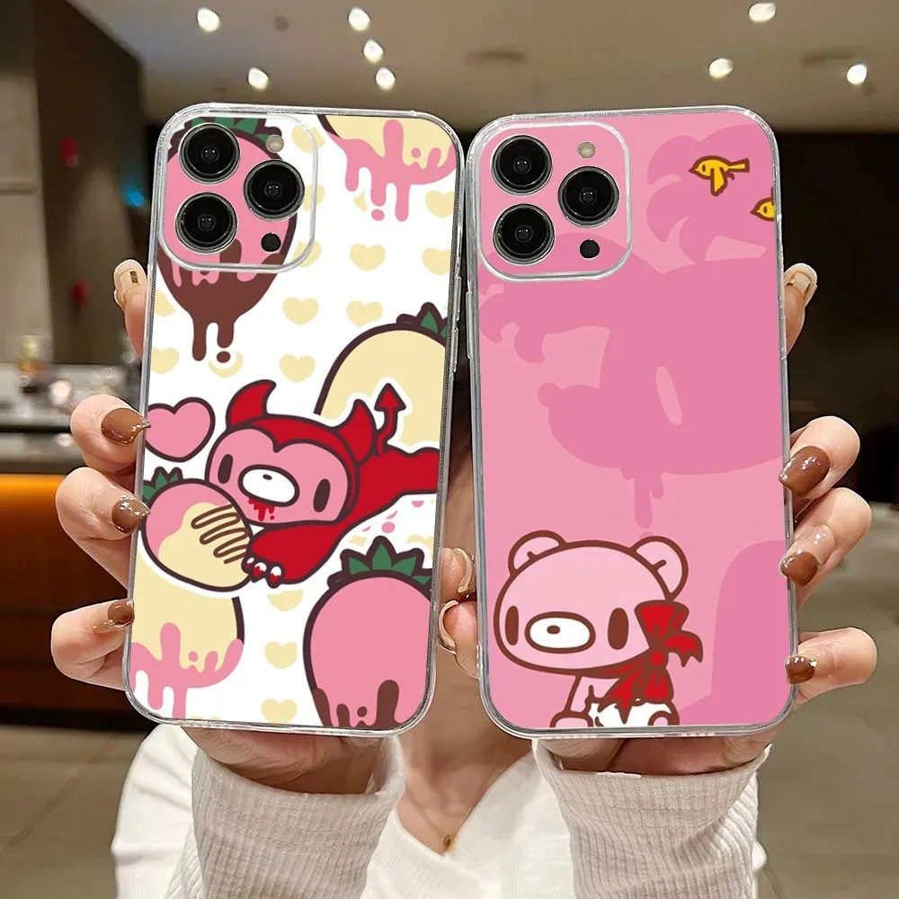 

Cute G-GloomyS Bear Phone Case For iPhone 16,15,14,13,12,11 Plus,Pro,Max,XR,XS,X,7,8 Plus,SE,Mini Transparent Silicone Soft