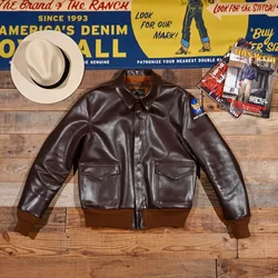 AnnualRing Reproduction of RealMcCoy's S27622 Contract No. A2 Flight Suit Jacket Tea Core Horse Leather Coat American Retro