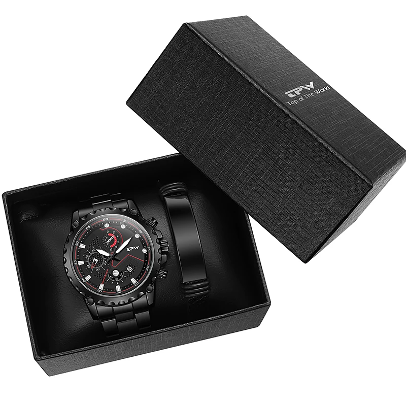 TPW Luxury Sport Watch For Man With Bracelet Luminous Hands Free Gift Box