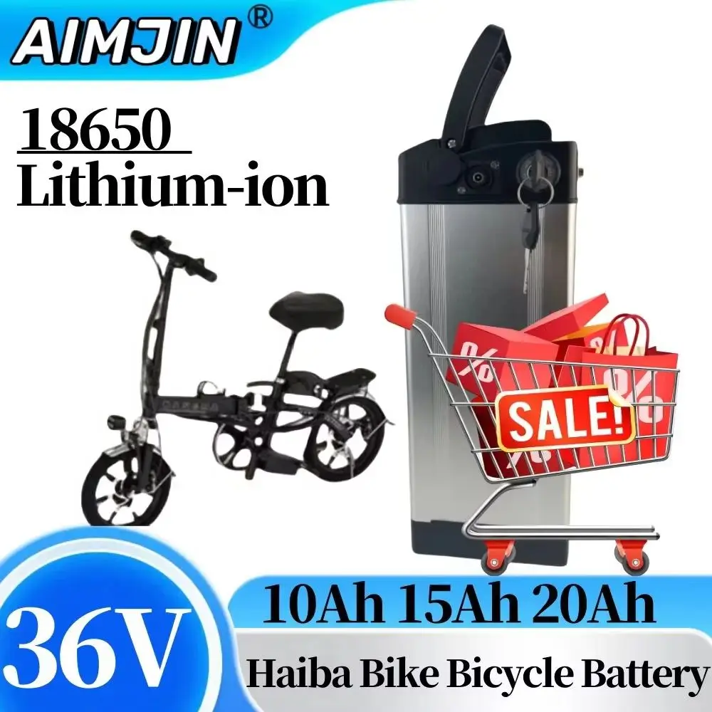 36V 15000mAh HaiBa Li-ion Battery Pack Rechargeable Long Life Electric Bike Bicycle Battery with Charger