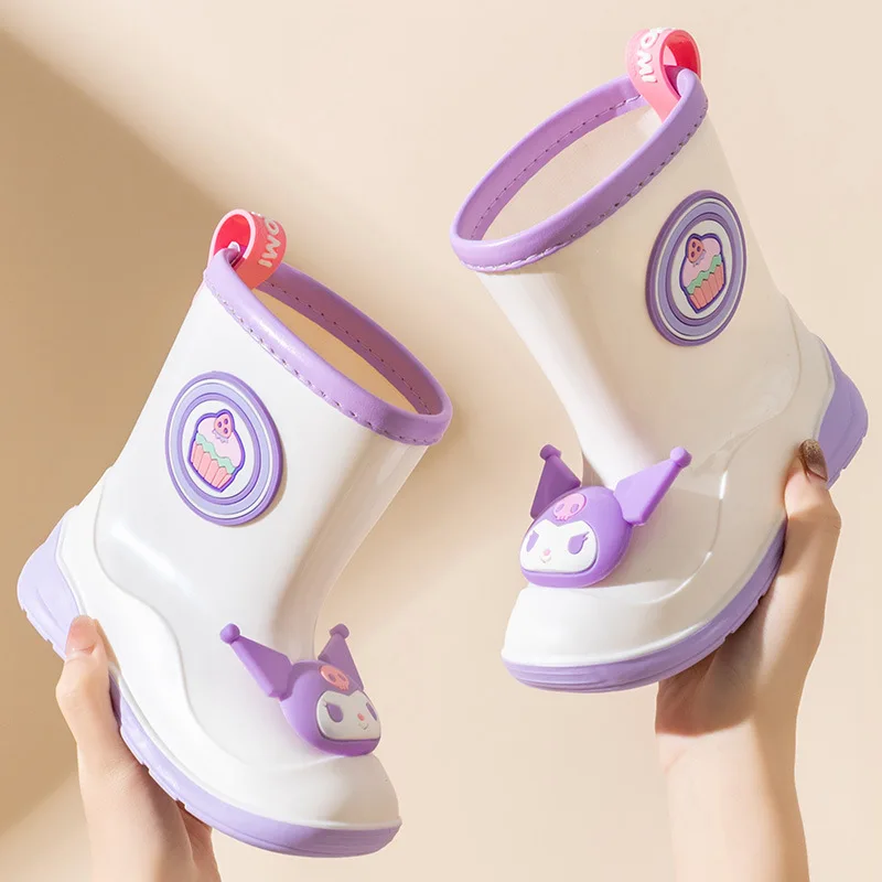 

Anime Kuromi My Melody Hello Kitty Kawaii Rain Boots Water Boots Girl Four Seasons Middle Tube Water Proof Anti-Slip New Gift