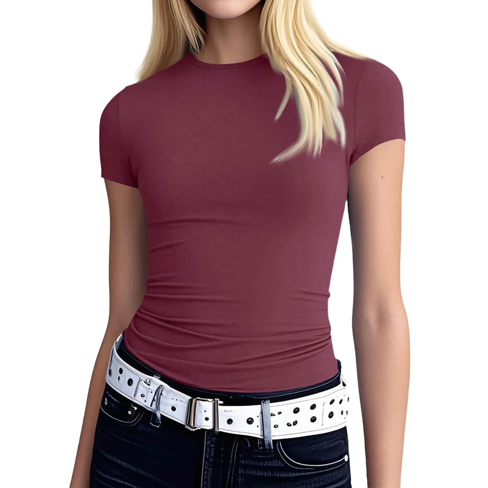 Donne Sexy Slim Fit Magliette e camicette Manica Corta Solido Sexy Tee Camicetta Slim Fit Stretto Crop-Top T Shirt Vestiti Per Le Donne Top Mujer Traf