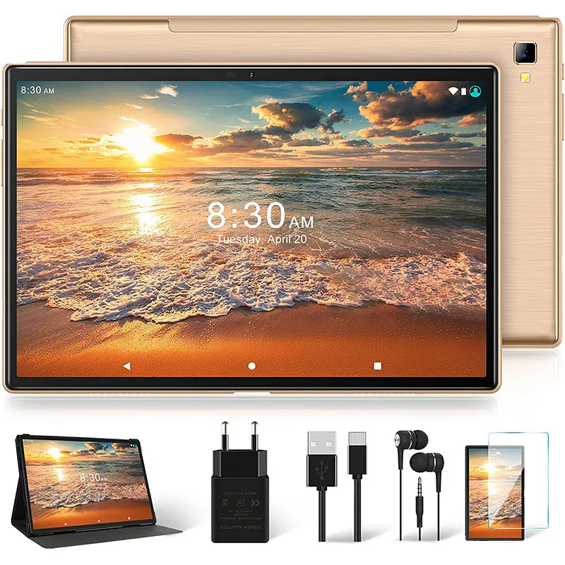 Global Version Yestel T5 Tablet 10.1 Inch Octa Core 4+64GB  6000 mAh Tablete PC 120Hz 2.5K LCD Display Golden Tablet Android 11