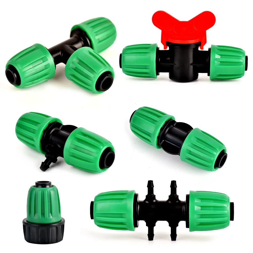 

16mm PE Tubing Barb Connecters 1/2 To 1/4inch Reduced Fittings Tee Elbow End Plug ​Joints Tap Pipe Coupling Lock Nu