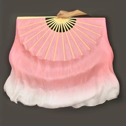 Long Imitated Silk Fans Chinese Classical Dance Fan Pink Big Folding Fan Square Dance Yangko Practice Fan 10cm-40cm Extended