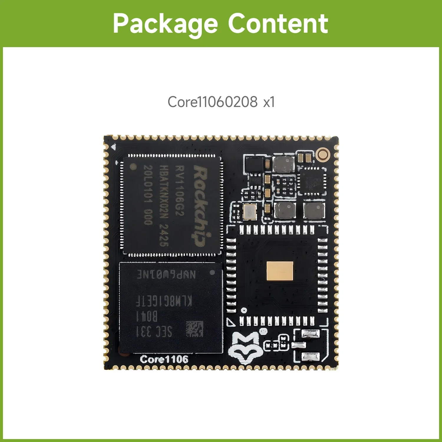 Scheda centrale Luckfox Core1106 da 8 GB eMMC, basata sul chip Rockchip RV1106, integra i processori ARM Cortex-A7/RISC-V MCU/NPU/ISP