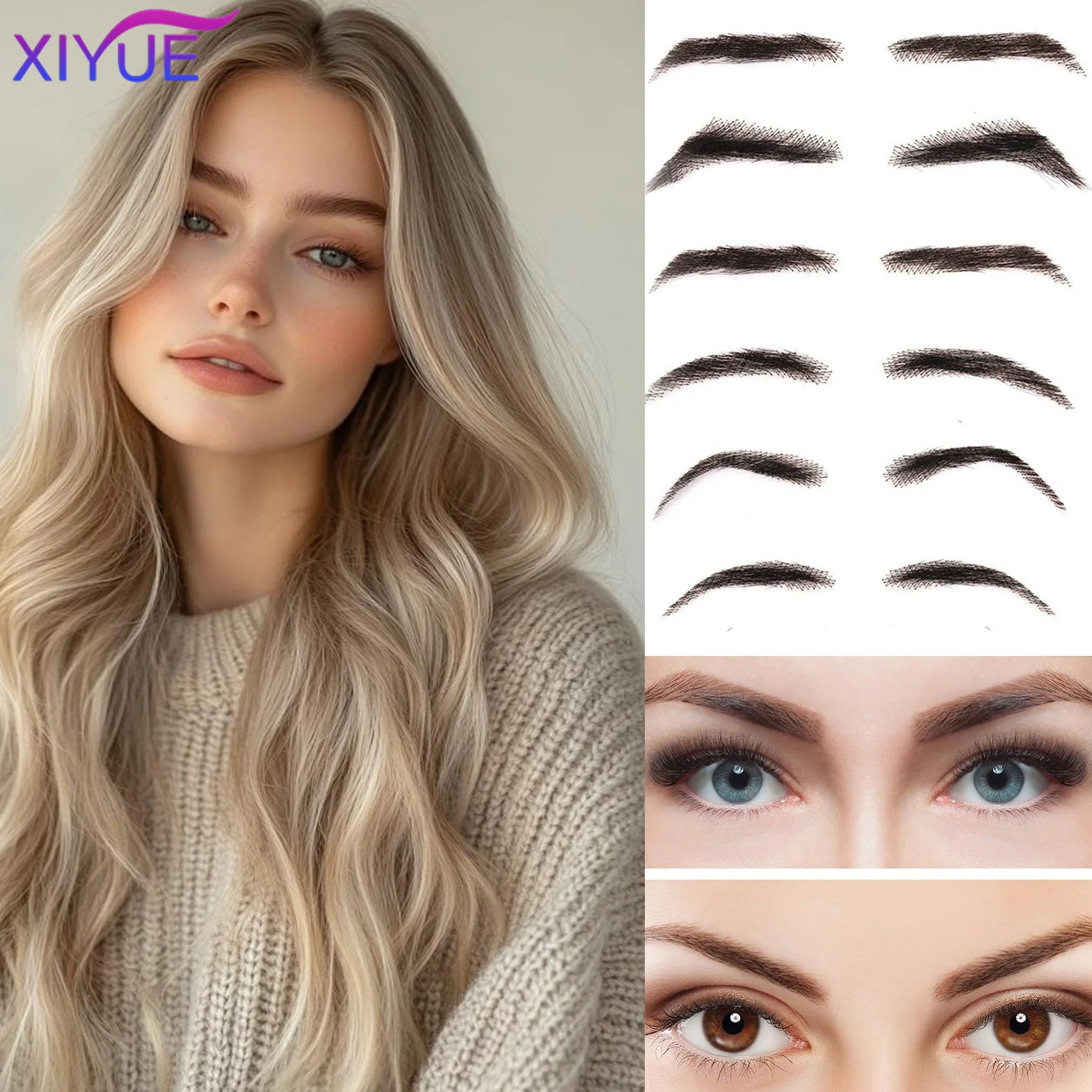 Women/Man's Eyebrows Hair Eyebrows Six Style Jolie Style Artificial Weaving Lace Workers' Hair Braided Eyebrow Wigs