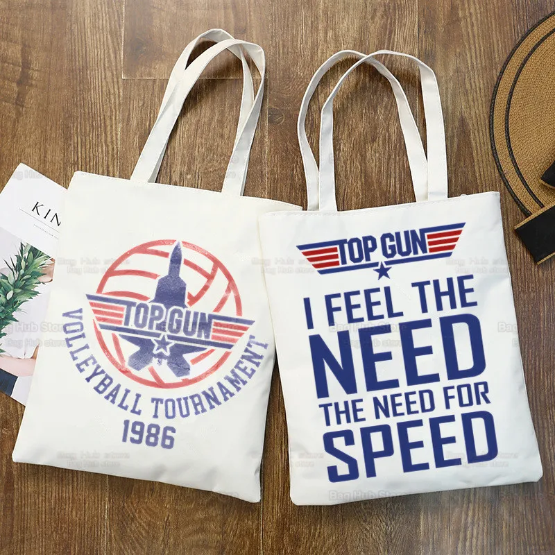 Top Gun Fighter Maverick Gans Unisex Handtaschen benutzer definierte Leinwand Einkaufstasche drucken täglichen Gebrauch wieder verwendbare Reise lässig Einkaufstasche