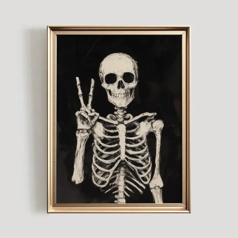 Simple Skull Posters Vintage Kraft Paper Prints Nostalgia Wall Sticker Home Decoration Bedroom Painting Fashion Bedroom Paint
