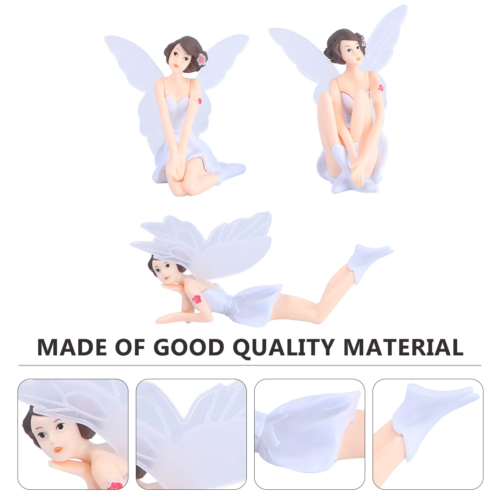 

3Pcs White Wings Flower Fairy Miniature Ornament Desktop Car Cake Decoration Perfect Gift DIY Flower Fairy Cake Decoration