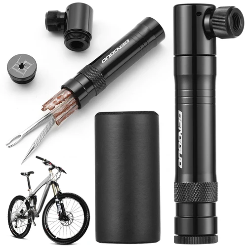 Bomba de bicicleta CO2 con Kit de reparación de neumáticos sin cámara, válvula Schrader y Presta, inflador de neumáticos de bicicleta de aleación de aluminio para bicicleta de carretera MTB