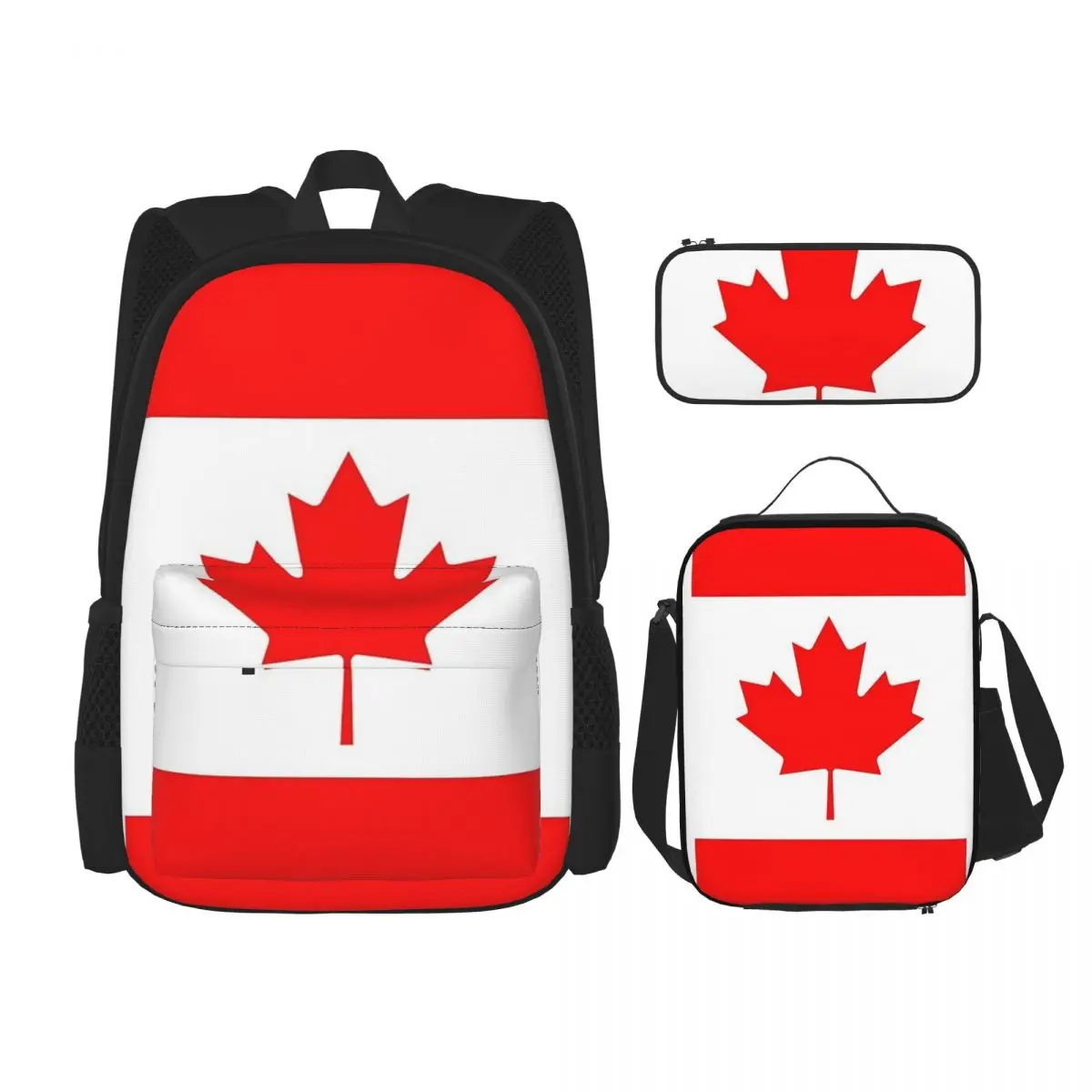 

Canada Flag National Culture Backpacks Boys Girls Bookbag Students School Bags Kids Rucksack Lunch Bag Pen Bag Three-Piece Set