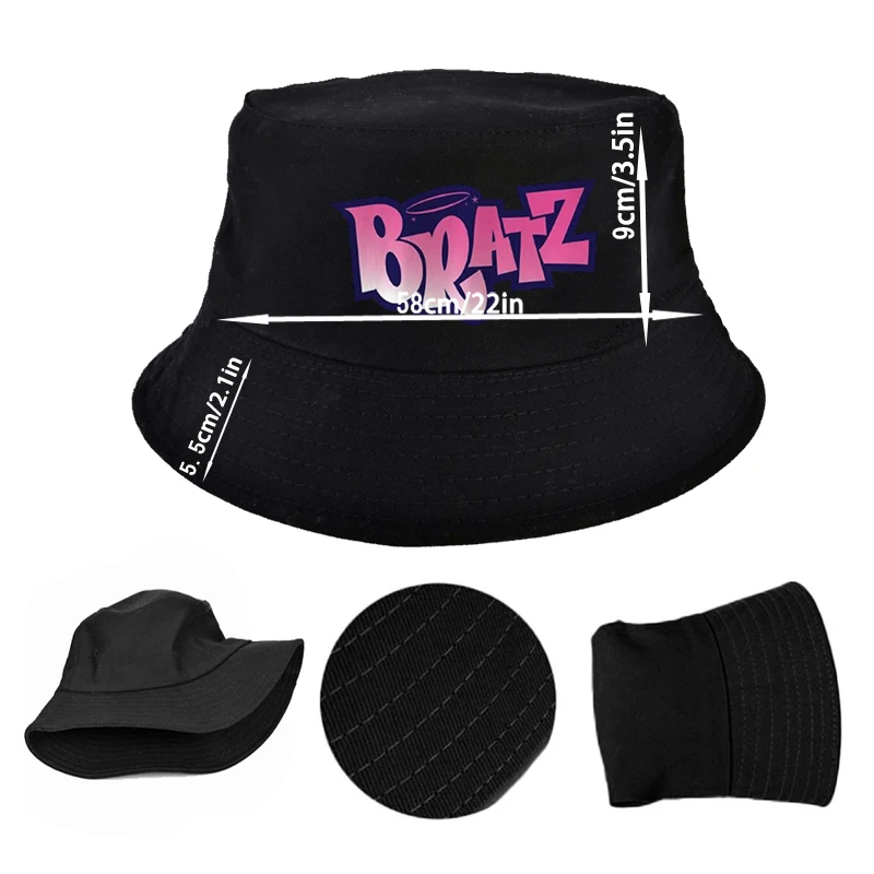 Bratz Passion For Fashion Bucket Hat Sun Cap Bratz Y2k 2000s Depop Fashion Aesthetic Vibe Pink Girls Hot Foldable Outdoor caps